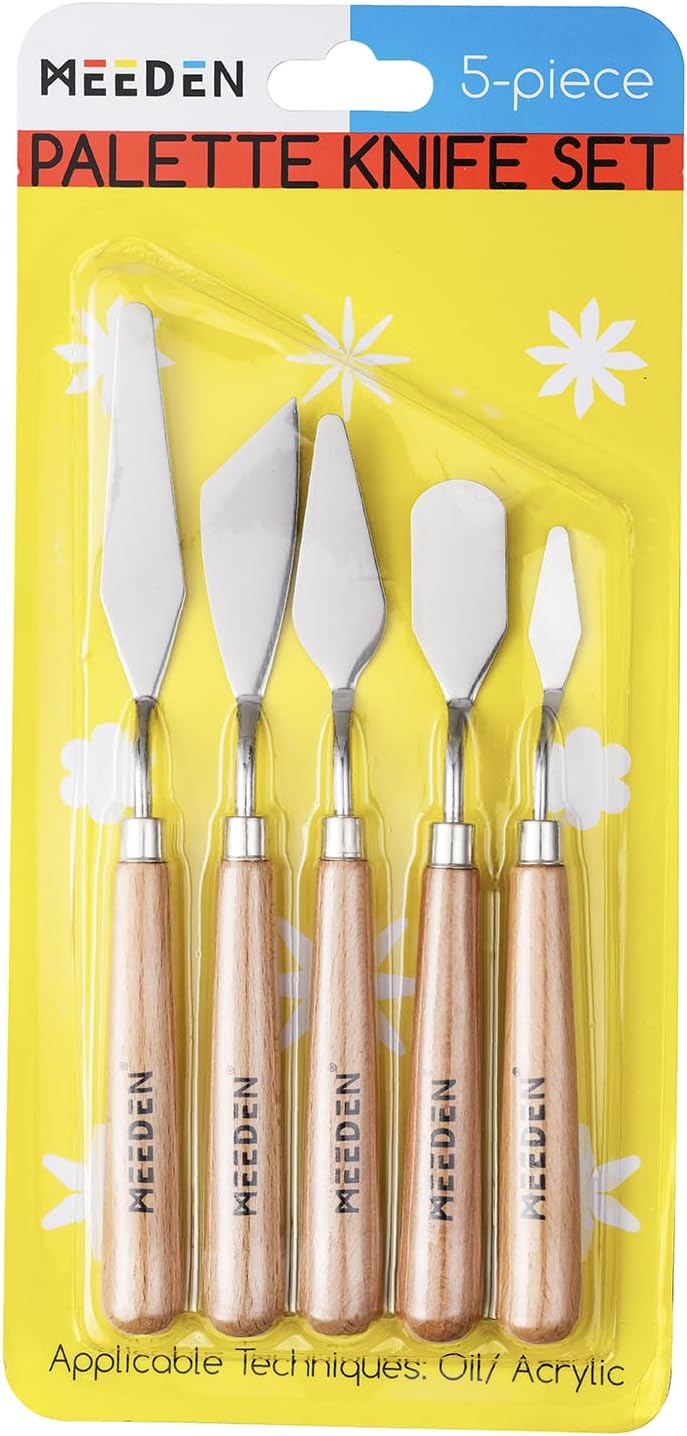 MEEDEN Artist Stainless Steel Palette Knife, 5 Pcs Set