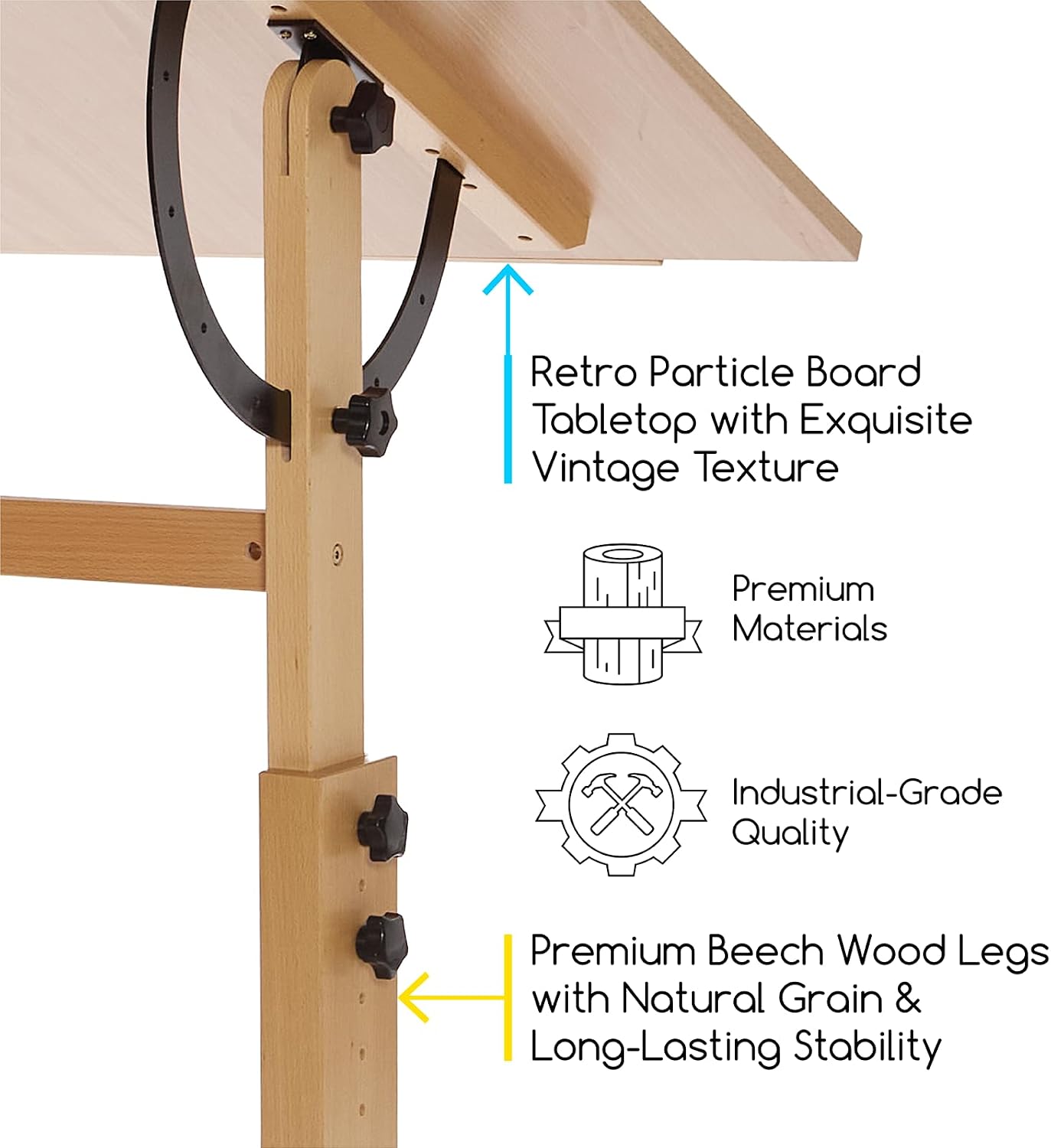 MEEDEN Extra Large Wooden Drawing Table: Natural Paint