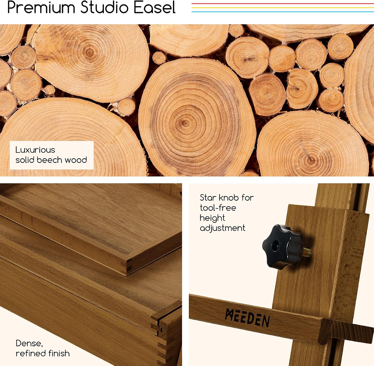 MEEDEN Painting Easel with Storage: H-Frame Beech Wood Art Easel - Walnut