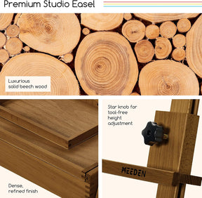 MEEDEN Painting Easel with Storage: H-Frame Beech Wood Art Easel - Walnut
