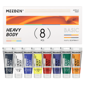 MEEDEN Heavy Body Acrylic Paint 8 Basic Colors, 100ml