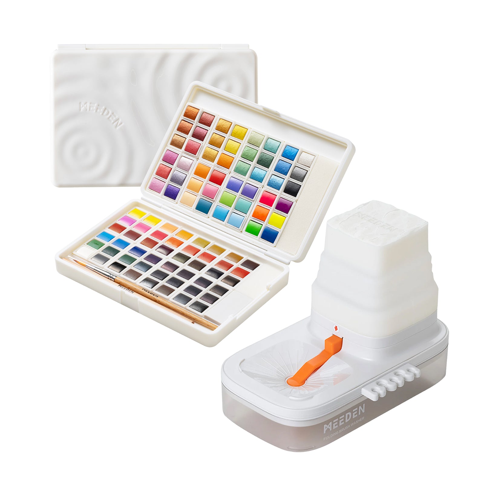 MEEDEN Solid Watercolor and Foldable Paint Brush Cleaner Set