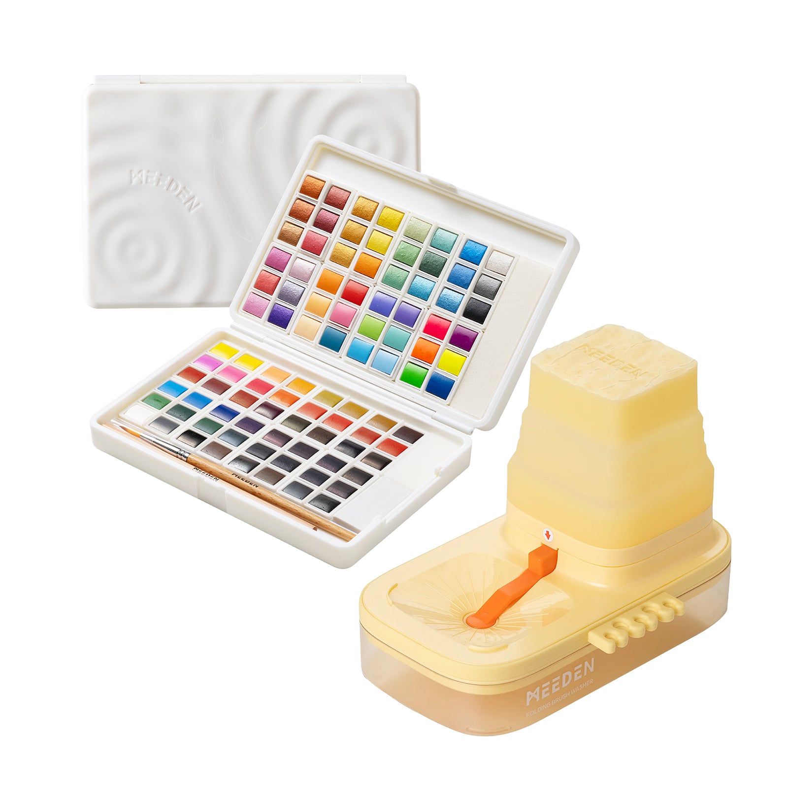 MEEDEN Solid Watercolor and Foldable Paint Brush Cleaner Set