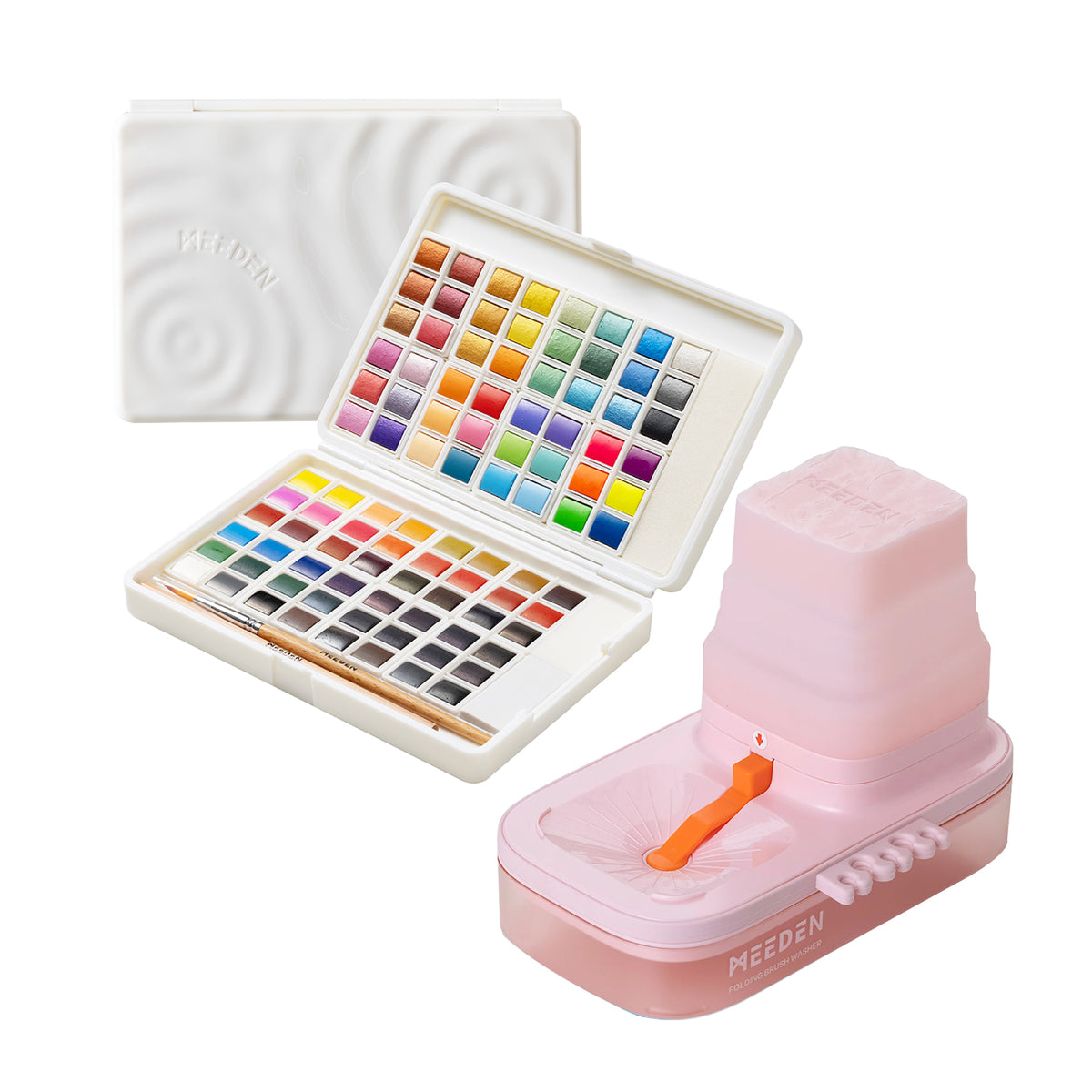 MEEDEN Solid Watercolor and Foldable Paint Brush Cleaner Set