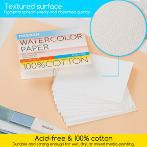 MEEDEN Cold Press Watercolor Paper Pad , 4×3", 5×10 Sheets