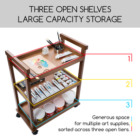 MEEDEN 3-Tier Storage Art Cart/Trolley, Walnut-W13
