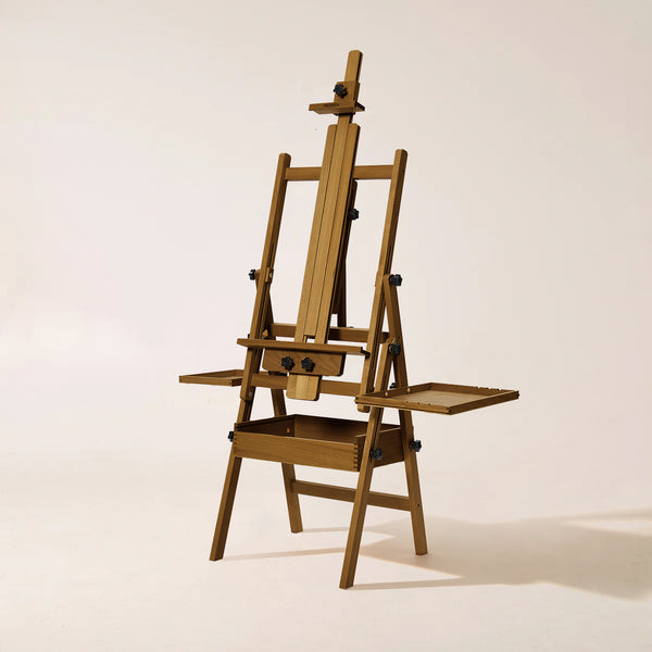 MEEDEN Painting Easel with Storage: H-Frame Beech Wood Art Easel - Walnut