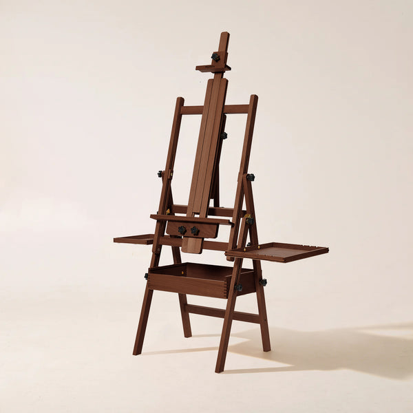 MEEDEN Painting Easel with Storage: H-Frame Beech Wood Art Easel - Dark Walnut