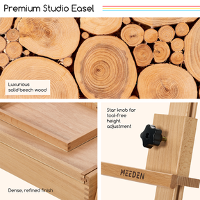 MEEDEN Painting Easel with Storage: H-Frame Beech Wood Art Easel - Natural