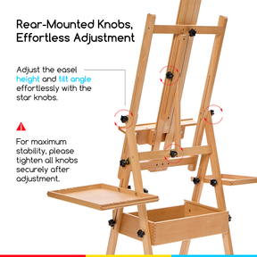 MEEDEN Painting Easel with Storage: H-Frame Beech Wood Art Easel - Natural