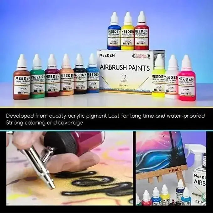  SAGUDIO Airbrush Paint Set 24 Colors (30 ml/1 oz) Opaque &  Water Based,Fluorescent Acrylic Paint with Color Wheel - Ready to Spray :  Arts, Crafts & Sewing