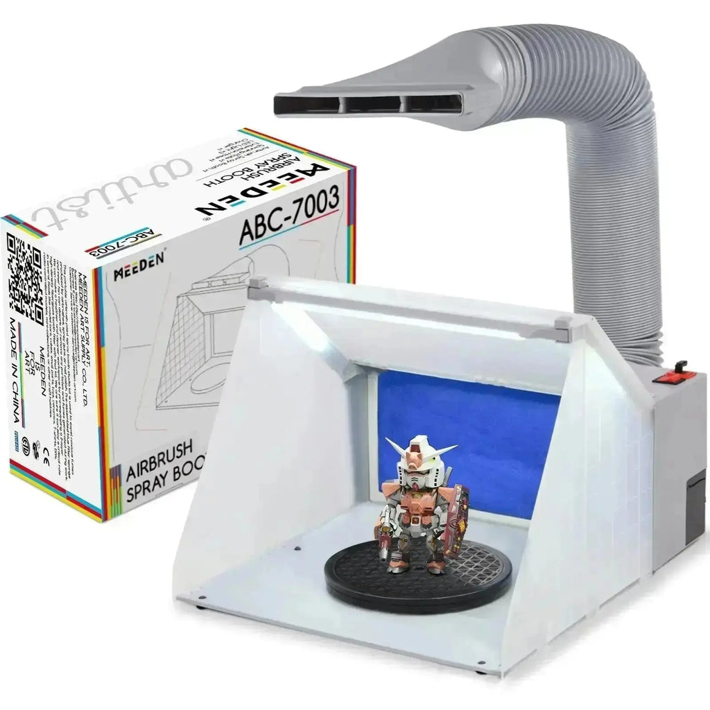 Master Airbrush Portable Hobby Airbrush Paint Spray Booth Kit with 4 LED  Lights, Turntable - Powerful Dual Exhaust Fans with Filter & Extension Hose