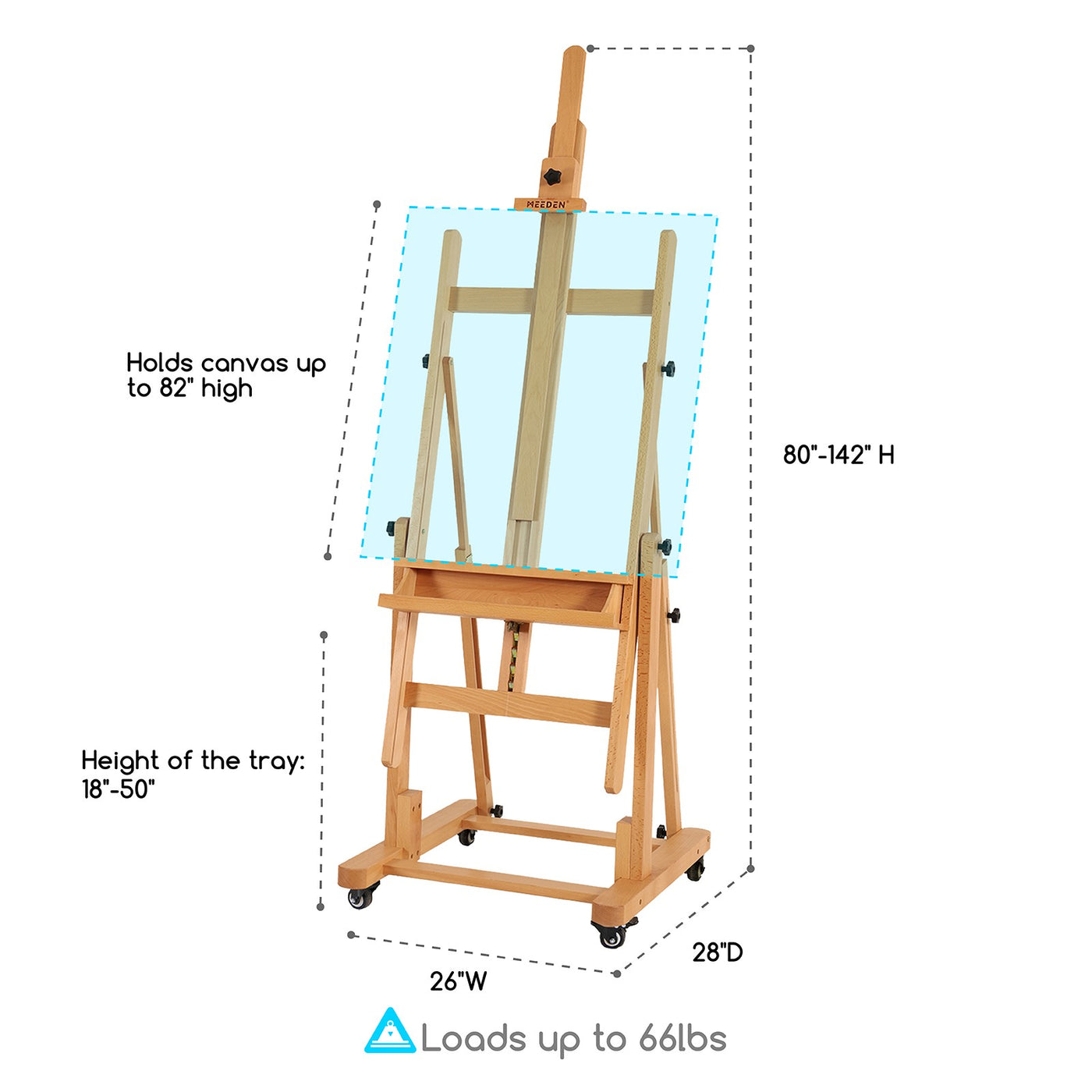 MEEDEN Extra Large Heavy Duty Artist Easel Stand - Solid Beechwood