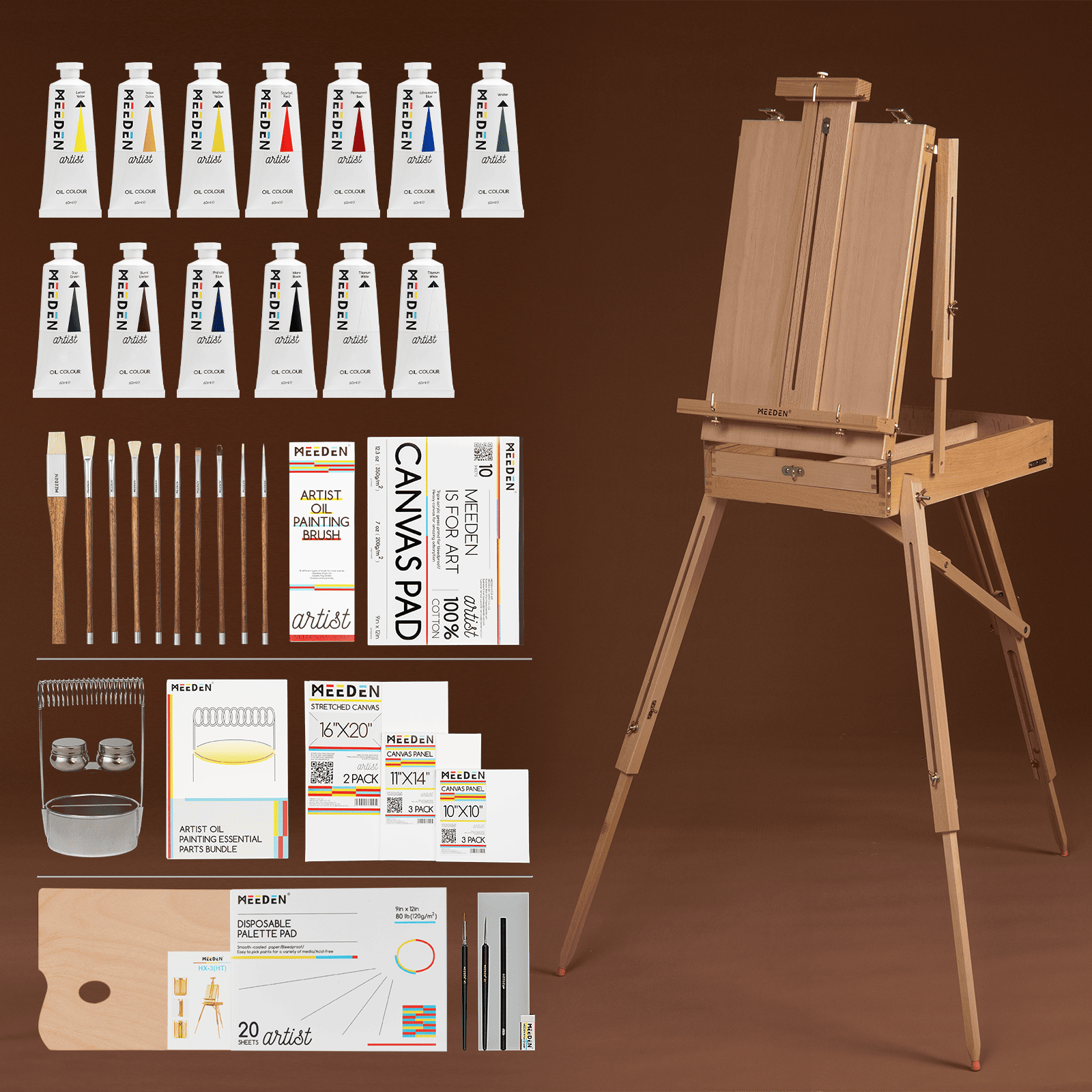 MEEDEN Professional Artist Oil Painting Set with French Easel