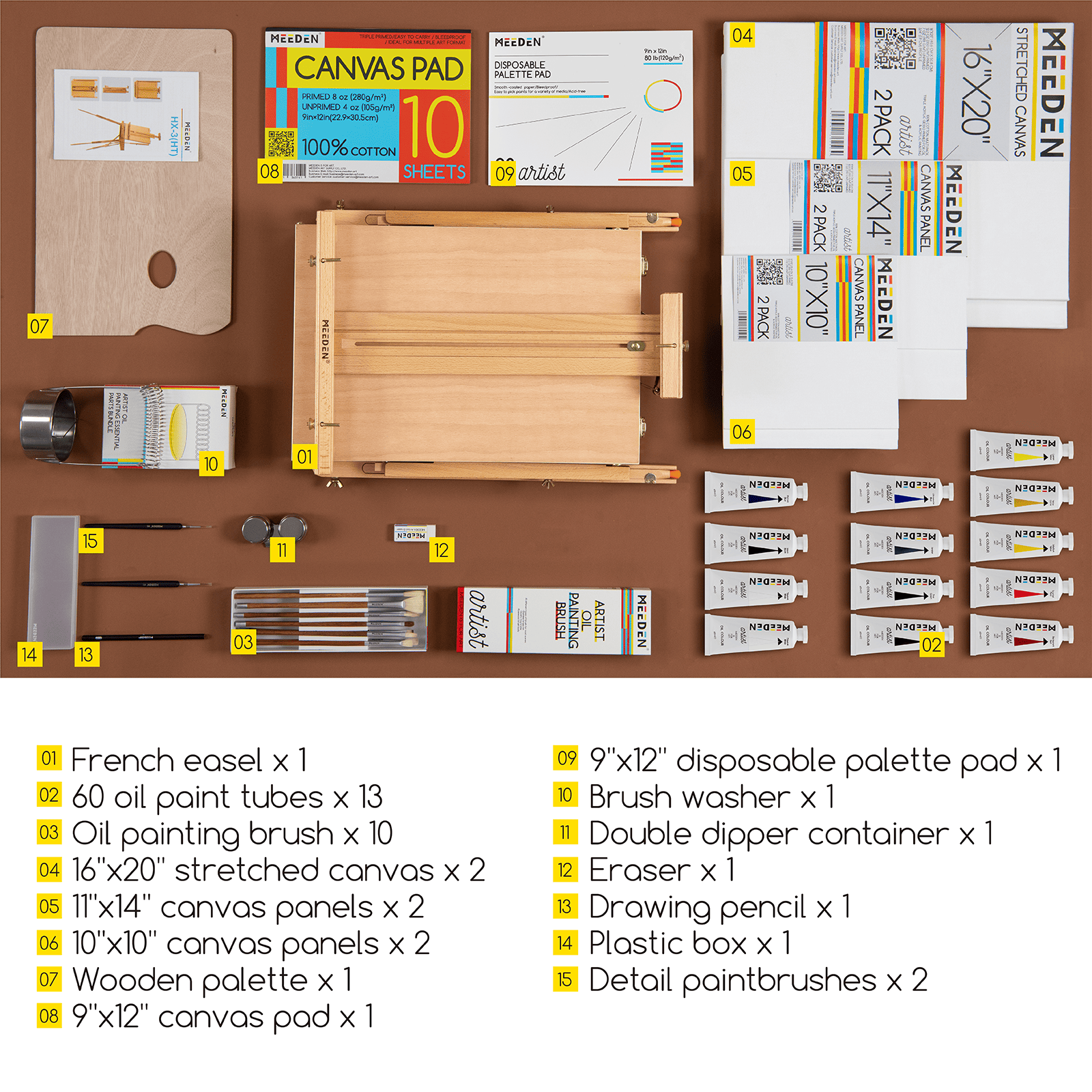 MEEDEN Professional Artist Oil Painting Set with French Easel