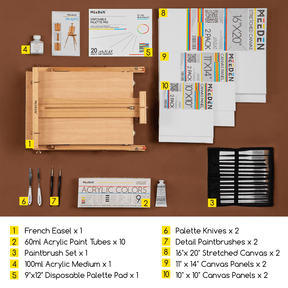 MEEDEN Professional Artist Acrylic Painting Set with French Easel