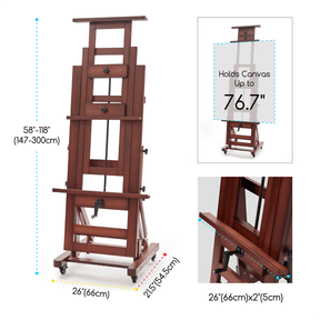 MEEDEN Deluxe Studio Large Rocker Crank Heavy Duty Artist Easel-DHJ-12, Dark Walnut
