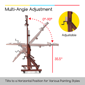 MEEDEN Deluxe Studio Large Rocker Crank Heavy Duty Artist Easel-DHJ-12, Dark Walnut