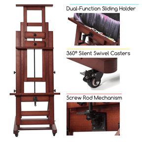 MEEDEN Deluxe Studio Large Rocker Crank Heavy Duty Artist Easel-DHJ-12, Dark Walnut