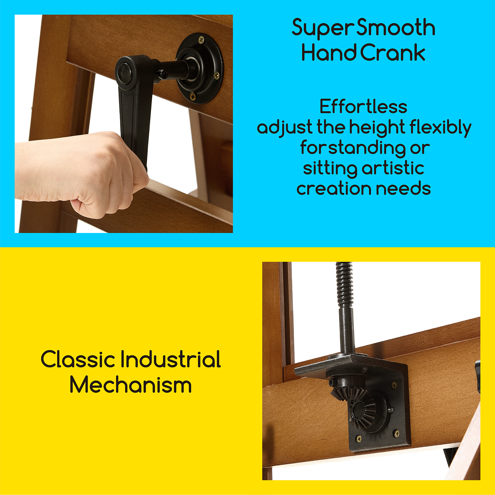 MEEDEN Deluxe Studio Large Rocker Crank Heavy Duty Artist Easel-DHJ-12, Walnut