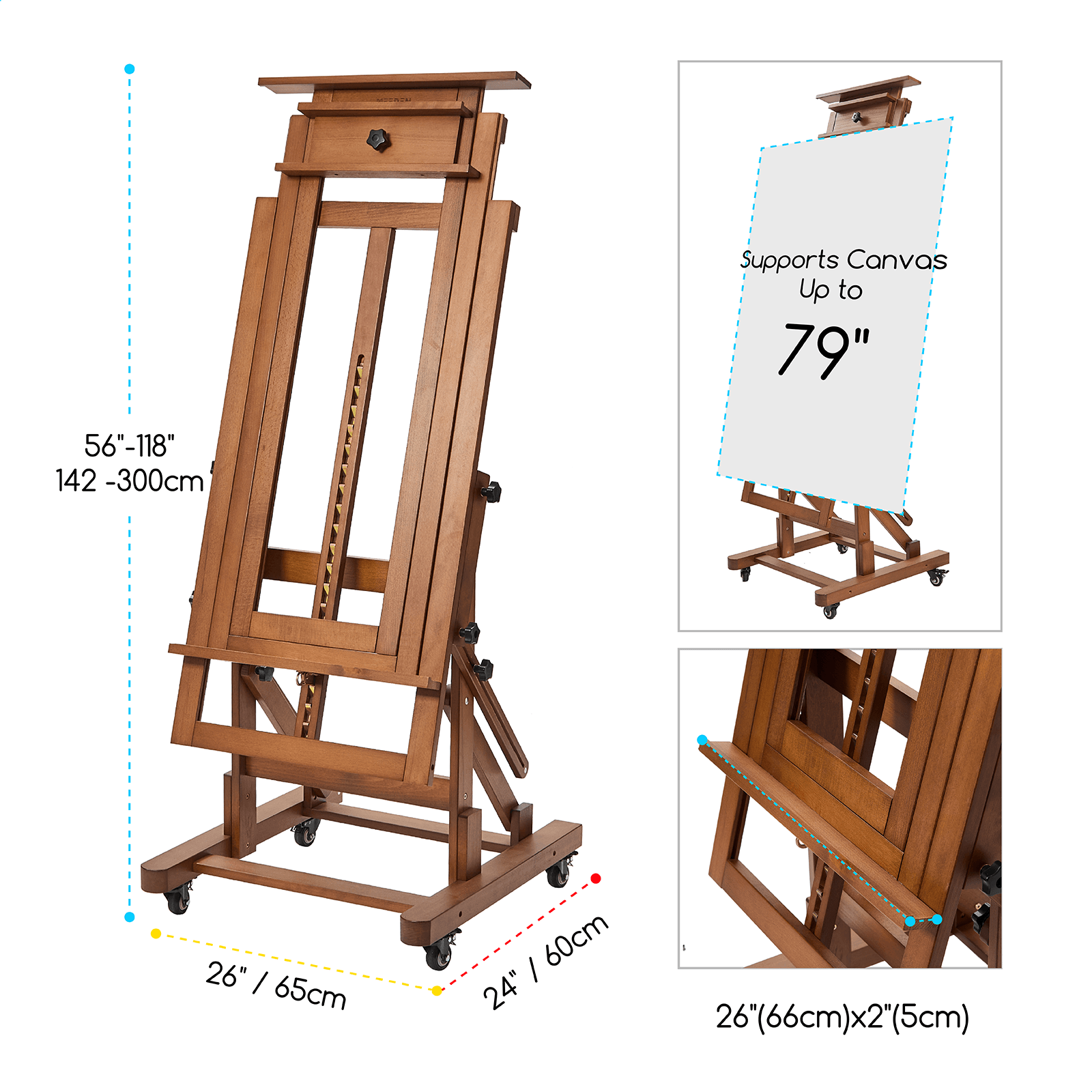 MEEDEN Deluxe Multi-Function Heavy Duty Large Artist Easel-Walnut-DHJ-3