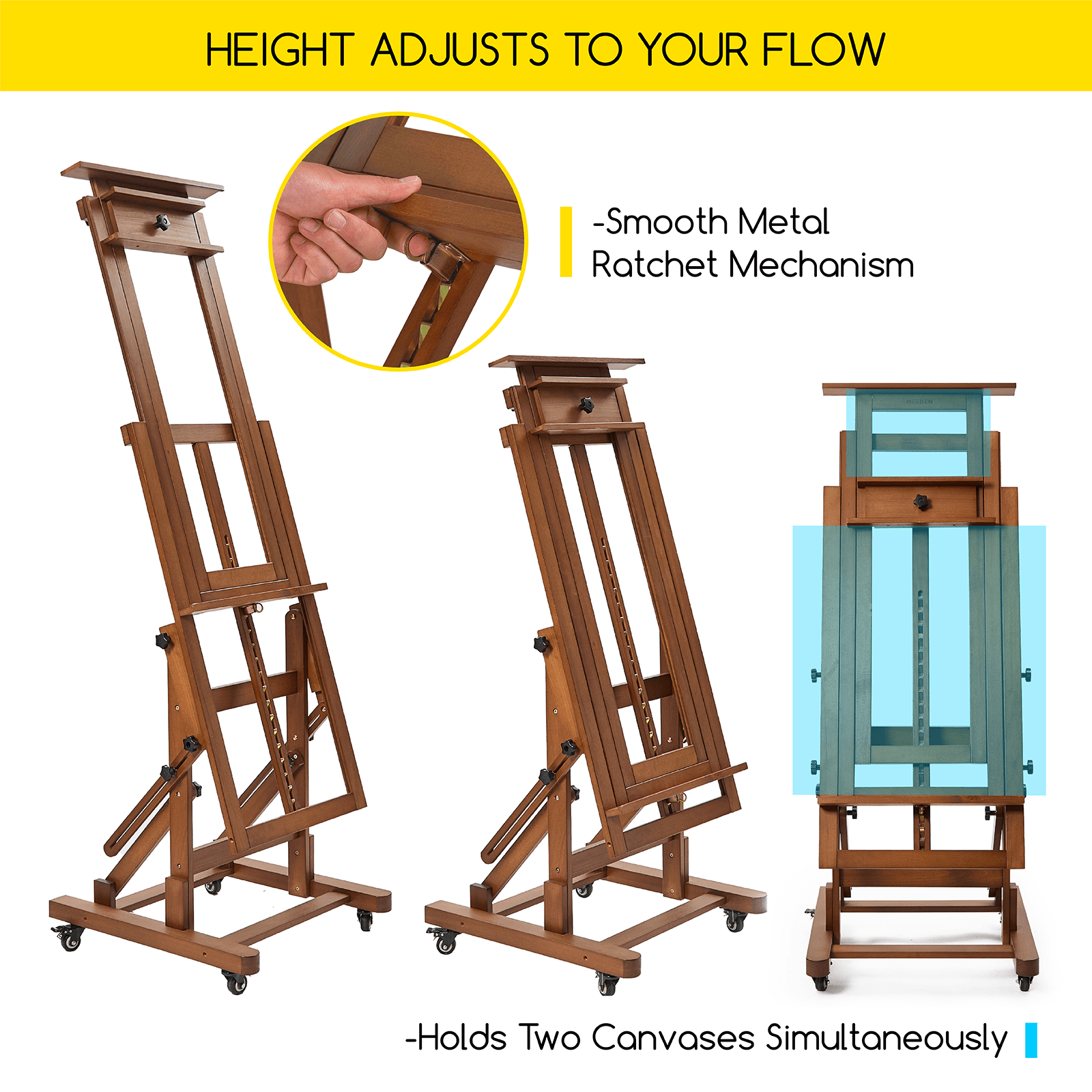MEEDEN Deluxe Multi-Function Heavy Duty Large Artist Easel-Walnut-DHJ-3