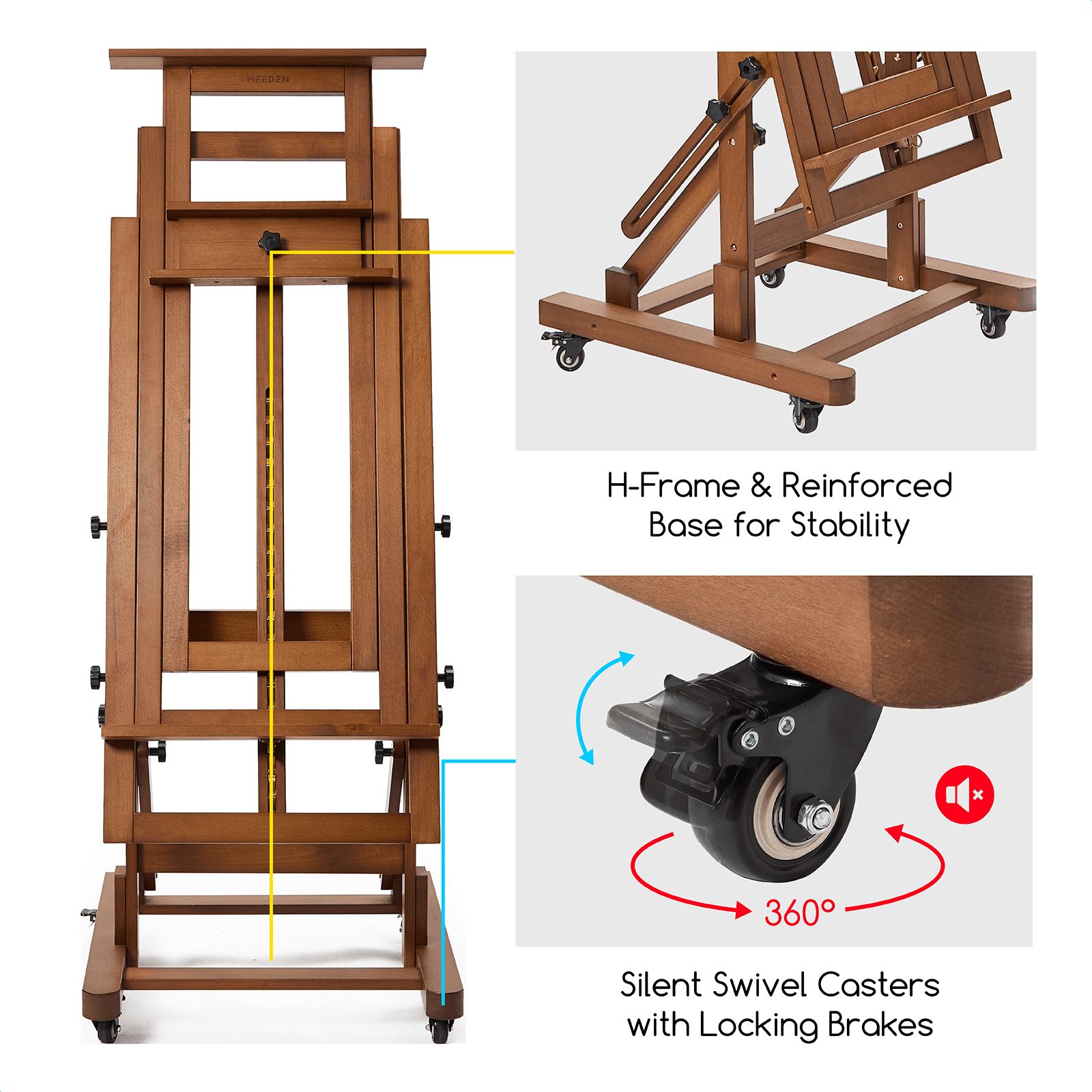 MEEDEN Deluxe Multi-Function Heavy Duty Large Artist Easel-Walnut-DHJ-3