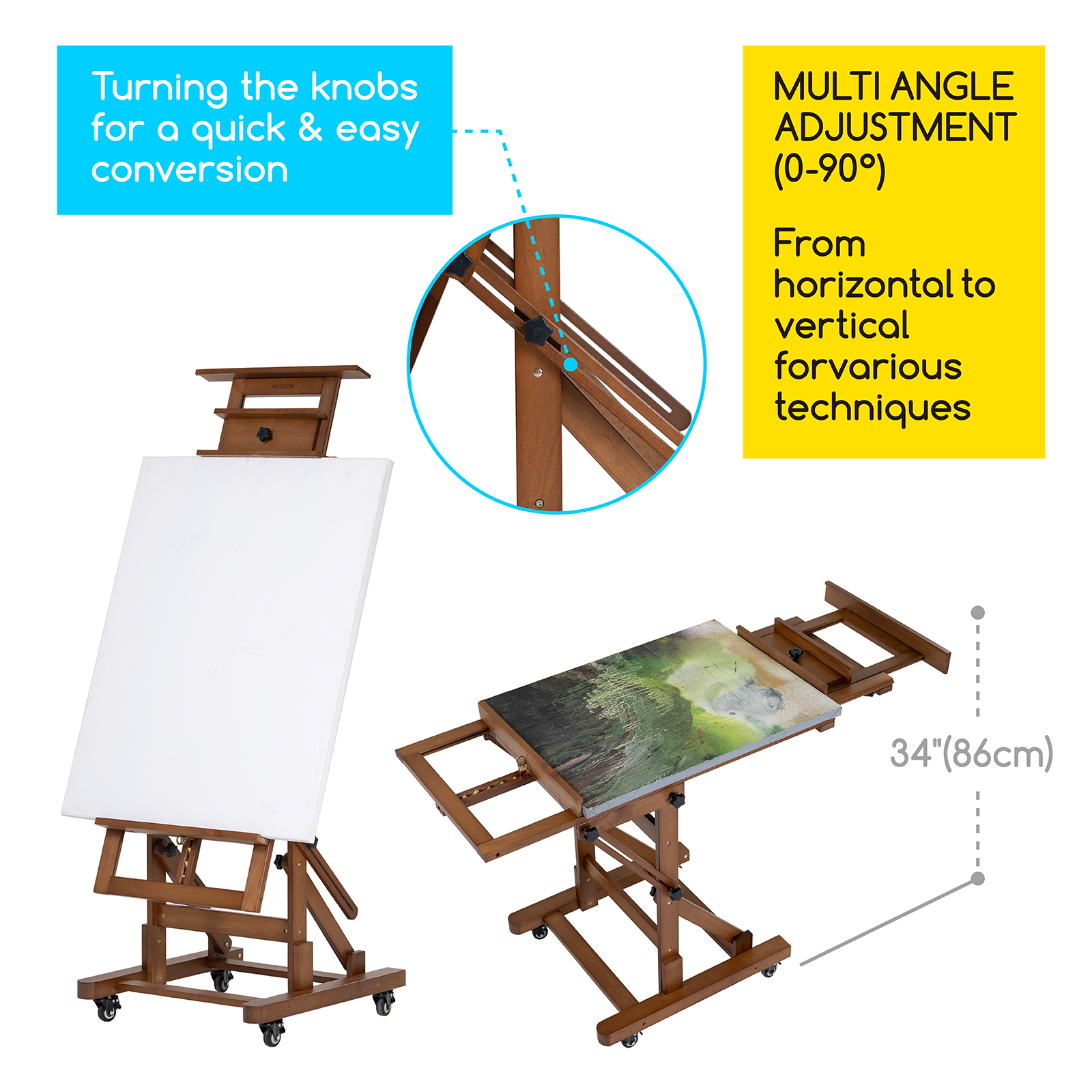 MEEDEN Deluxe Multi-Function Heavy Duty Large Artist Easel-Walnut-DHJ-3