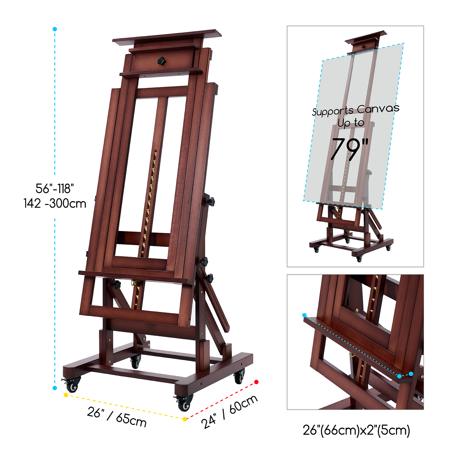 MEEDEN Deluxe Multi-Function Heavy Duty Large Artist Easel- Dark Walnut-DHJ-3