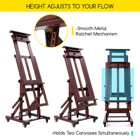 MEEDEN Deluxe Multi-Function Heavy Duty Large Artist Easel- Dark Walnut-DHJ-3