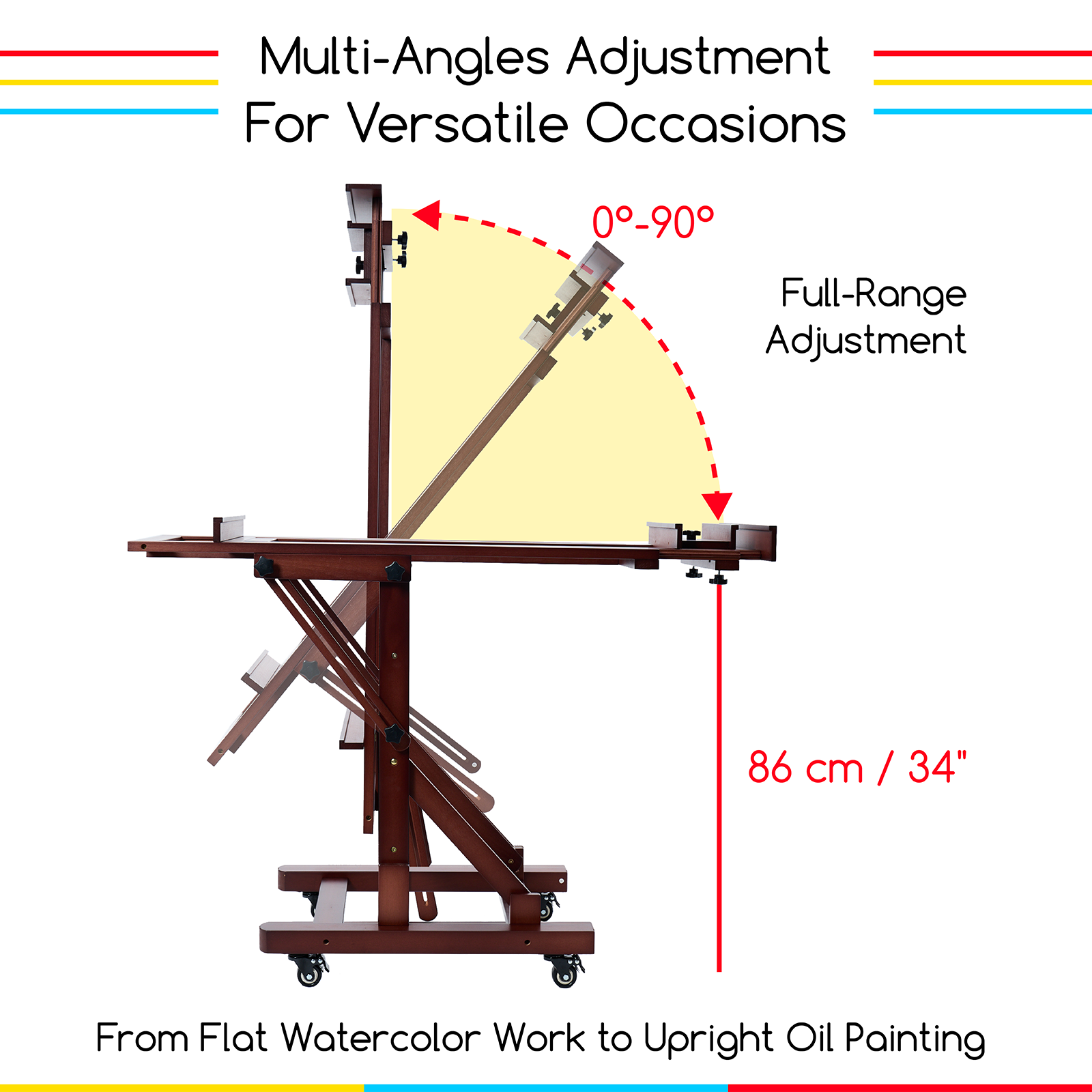 MEEDEN Deluxe Multi-Function Heavy Duty Large Artist Easel- Dark Walnut-DHJ-3