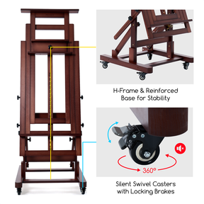 MEEDEN Deluxe Multi-Function Heavy Duty Large Artist Easel- Dark Walnut-DHJ-3