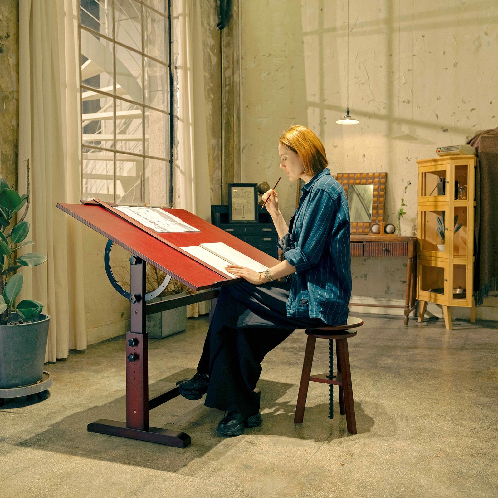 MEEDEN Vintage Wood Drafting Table & Stool Set — MEEDEN ART