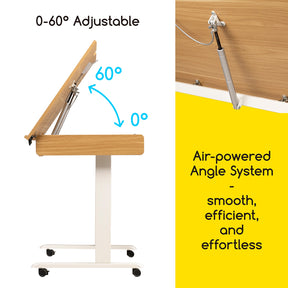 MEEDEN Large Electric Height Adjustable Drafting Table with Storage Drawer