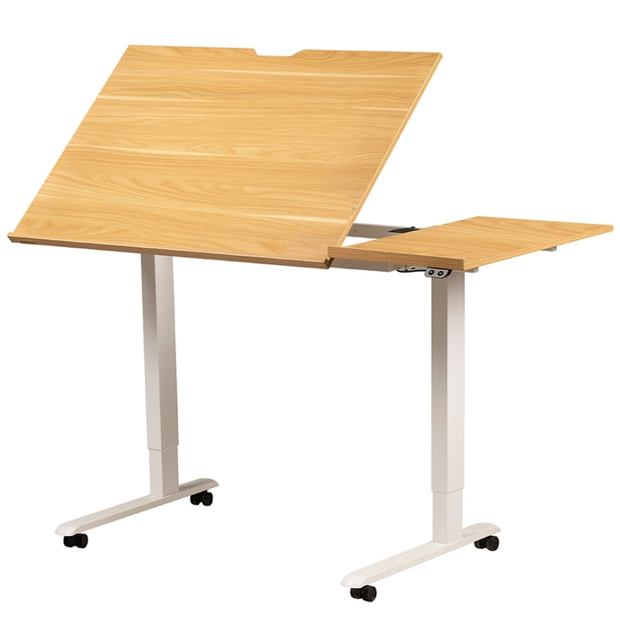 MEEDEN Large Electric Height Adjustable Drafting Table with Side Board