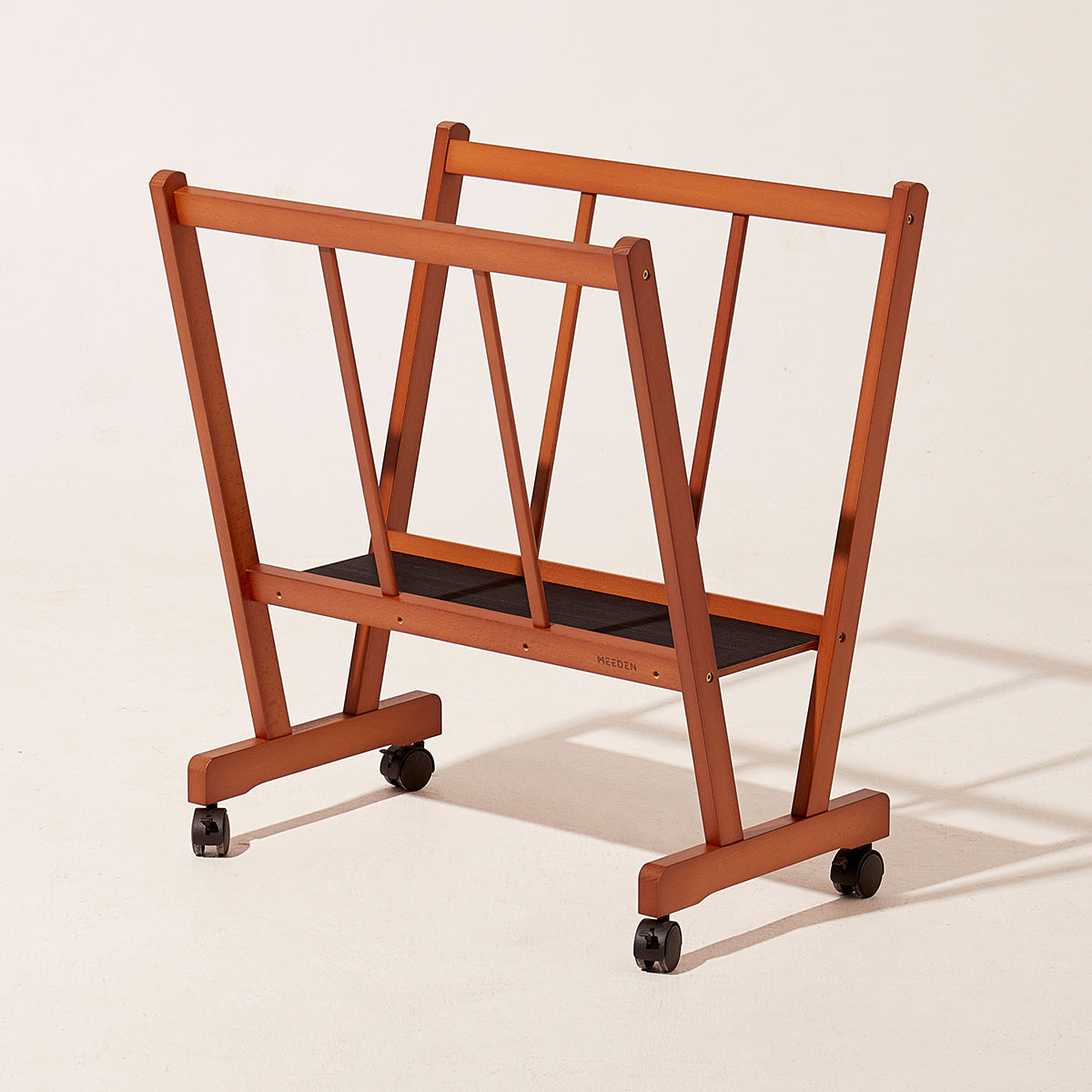 MEEDEN Wood Large Print Rack with Castors Walnut Color