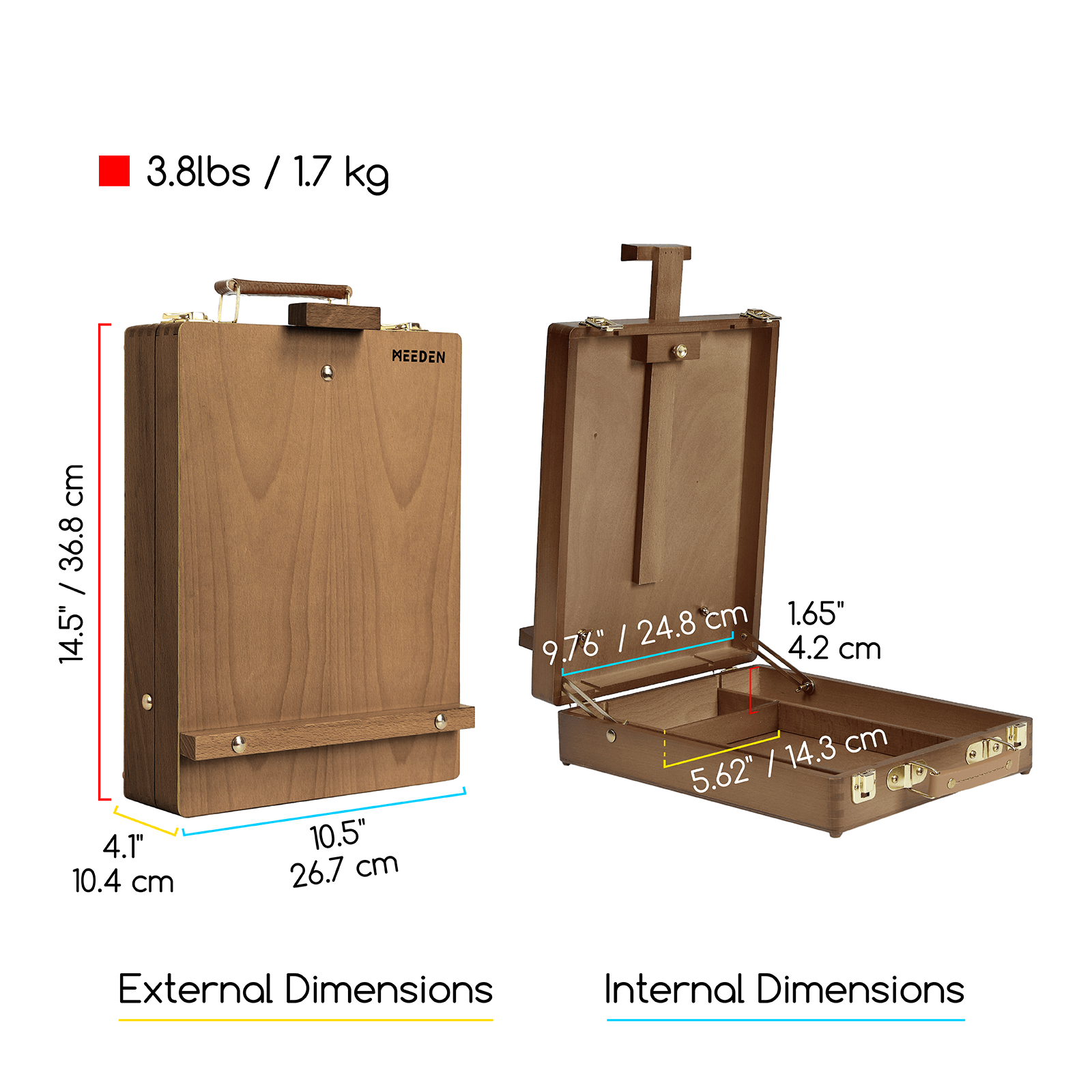 MEEDEN Solid Beech Wood Tabletop Easel, Art Easel with Storage-HBX-3, Walnut