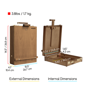MEEDEN Solid Beech Wood Tabletop Easel, Art Easel with Storage-HBX-3, Walnut