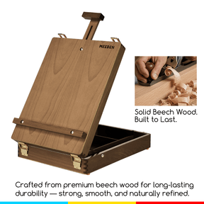 MEEDEN Solid Beech Wood Tabletop Easel, Art Easel with Storage-HBX-3, Walnut