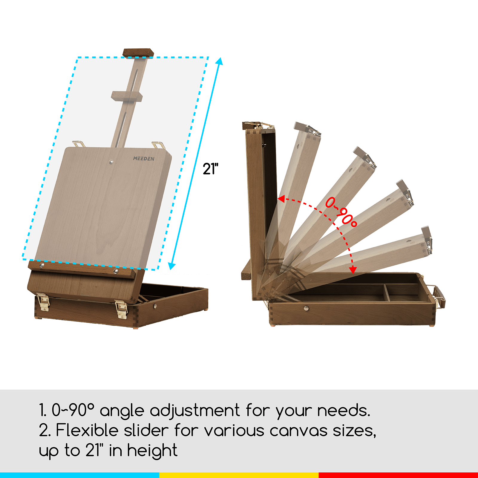 MEEDEN Solid Beech Wood Tabletop Easel, Art Easel with Storage-HBX-3, Walnut