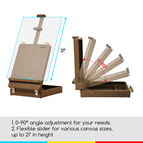 MEEDEN Solid Beech Wood Tabletop Easel, Art Easel with Storage-HBX-3, Walnut
