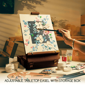 MEEDEN Solid Beech Wood Tabletop Easel, Art Easel with Storage-HBX-3, Walnut