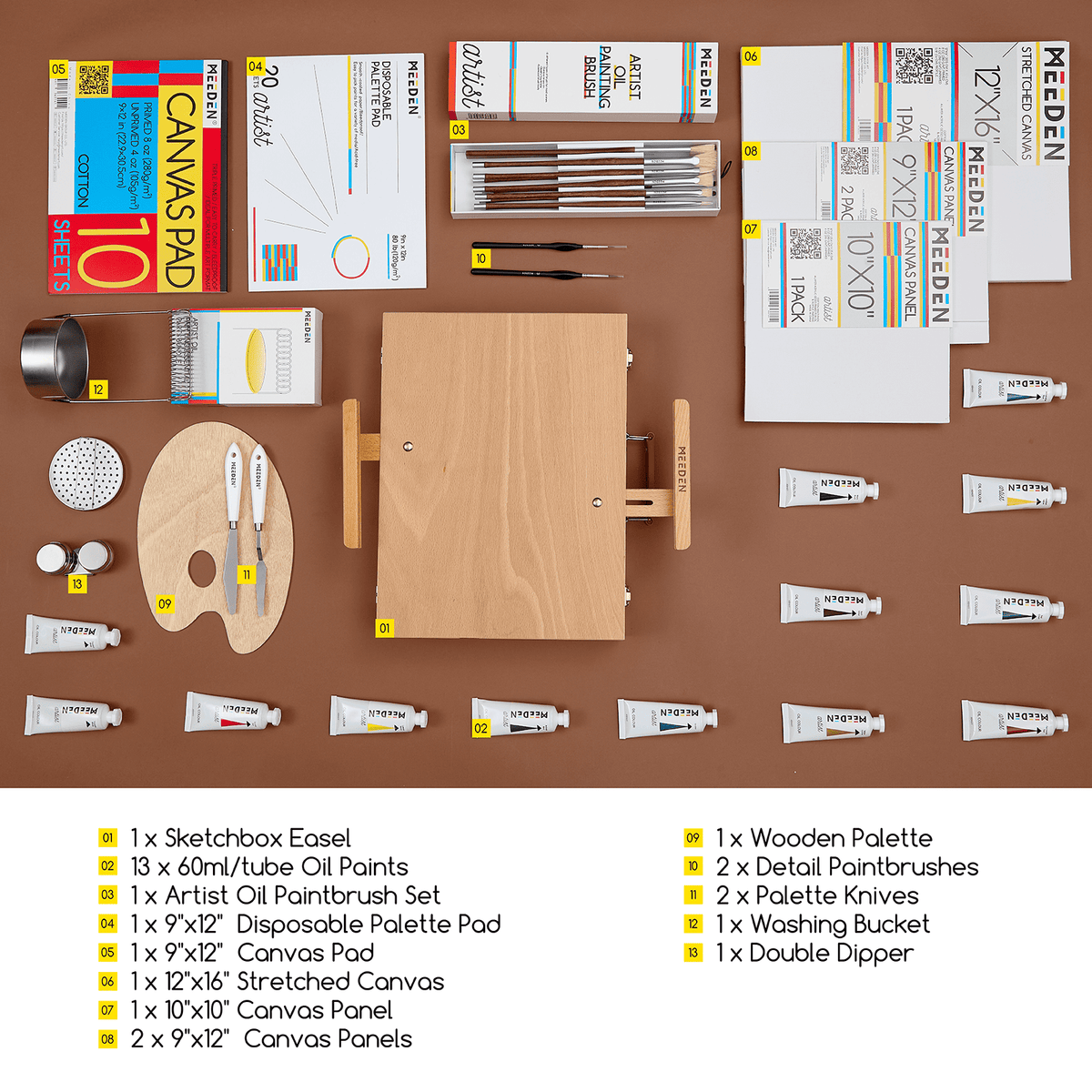 MEEDEN Artist Oil Painting Set with Sketch Easel Box