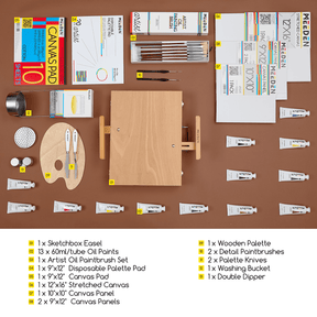 MEEDEN Artist Oil Painting Set with Sketch Easel Box