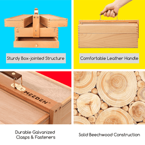 MEEDEN Wooden Artist Storage Box – Portable Foldable Organizer with Drawer