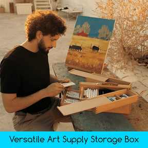 MEEDEN Wooden Artist Storage Box – Portable Foldable Organizer with Drawer