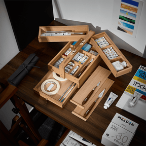 MEEDEN Wooden Artist Storage Box – Portable Foldable Organizer with Drawer