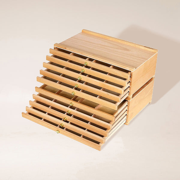 MEEDEN 10-Drawer Art Supply Storage Box, Natural