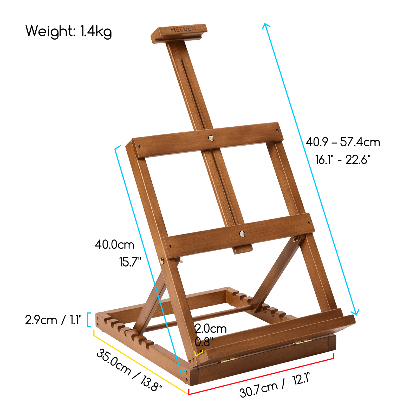 MEEDEN Heavy-Duty H-Frame Tabletop Easel - Walnut - HJ-11