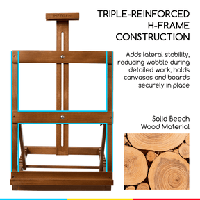 MEEDEN Heavy-Duty H-Frame Tabletop Easel - Walnut - HJ-11